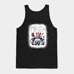 4th Of July Patriotic Gnomes Sunglasses American Fireworks Tank Top